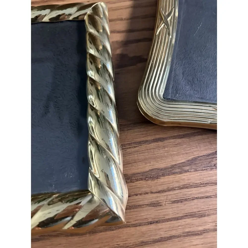 Vintage 1980s Brass Frames 5x7 Tabletop Frames Gold Frames Set Of 2